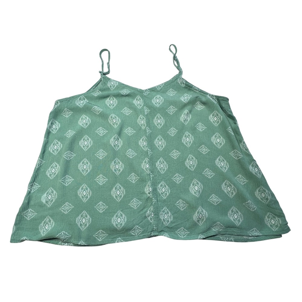 So Camisole Tank Top Women Large Green Geometric Print Button Front JG05W008RP - Picture 3 of 8